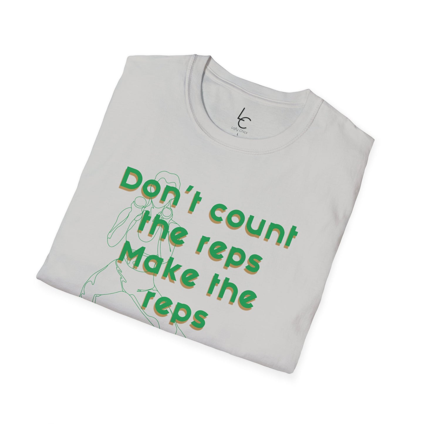 Graphic T-Shirt 'Don't count the reps Make the reps count' in Green