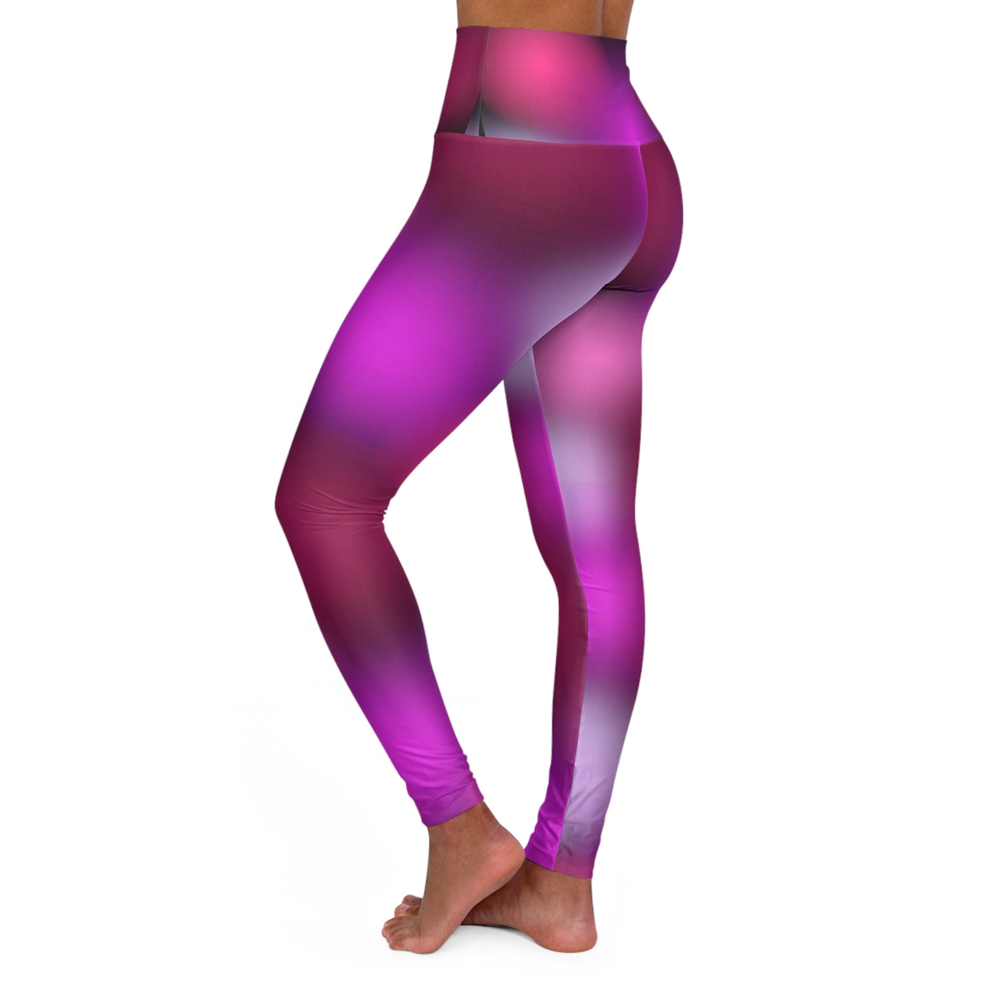 High Waisted Workout Leggings for Woman Pink/Purple Geo on Blk