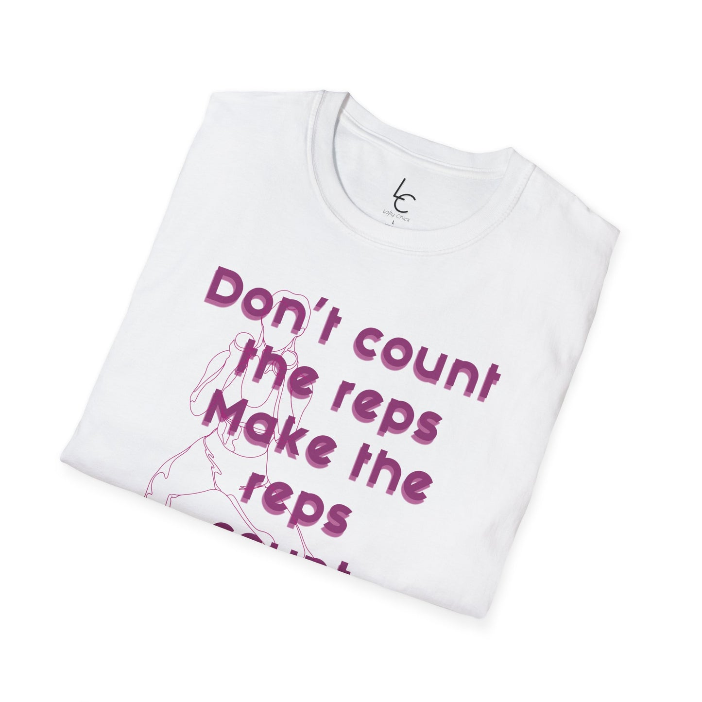 Graphic T-Shirt 'Don't count the reps Make the reps count' in Pink