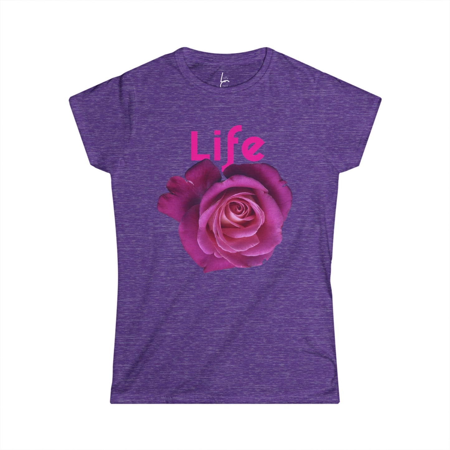 Comfort Fit Tee 'Life' Garden Design Pink Rose Cotton Tee Fitted T-shirt Soft Tee Woman's T-shirt