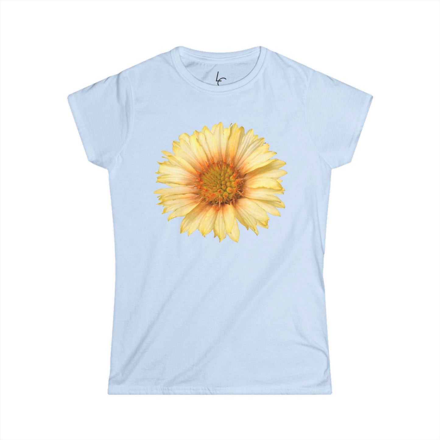 Comfort Fit Tee Garden Design Yellow Flower Cotton Tee Fitted T-shirt Soft Tee Woman's T-shirt