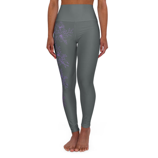 High Waisted Workout leggings Leggings for Woman Workout Gear Compressing Leggings  Colorful Leggings Yoga Leggings with Purple/Dk Gray