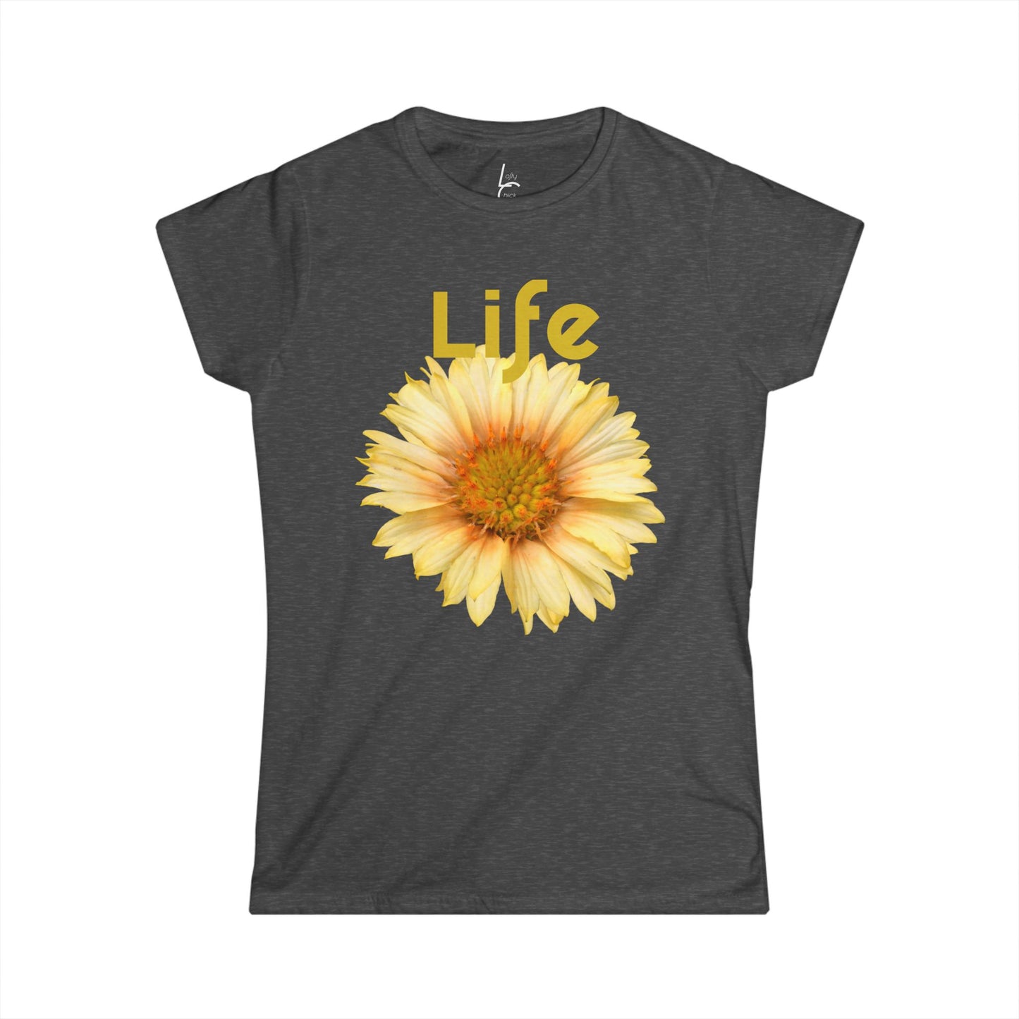 Comfort Fit Tee Garden Design Yellow Flower Cotton Tee Fitted T-shirt Soft Tee Woman's T-shirt