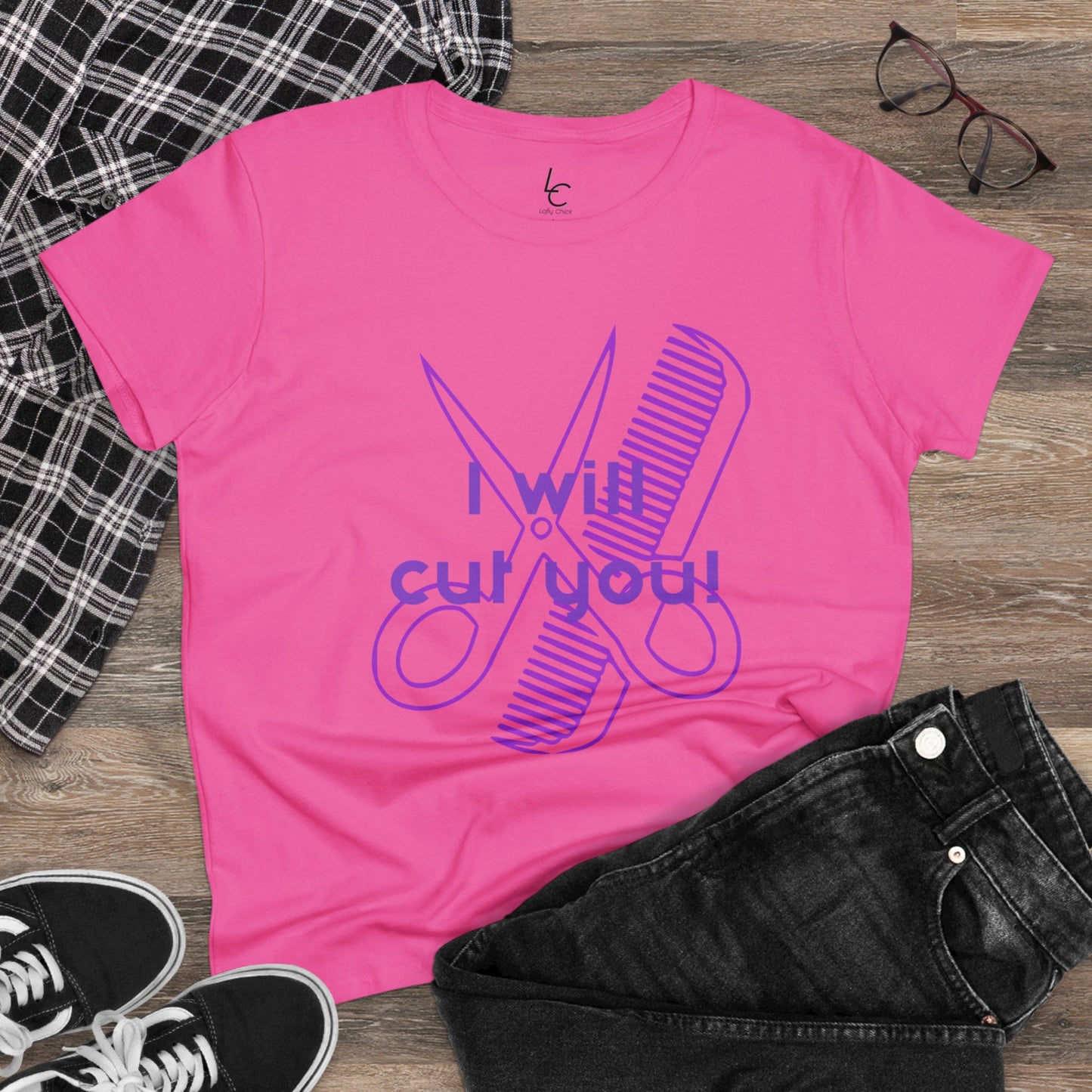 Comfy Cotton Graphic Tee I Will Cut You Cotton Tee Purple Text T-Shirt Cotton Tee Cotton Graphic Tee Cotton Tee Fitted T-shirt