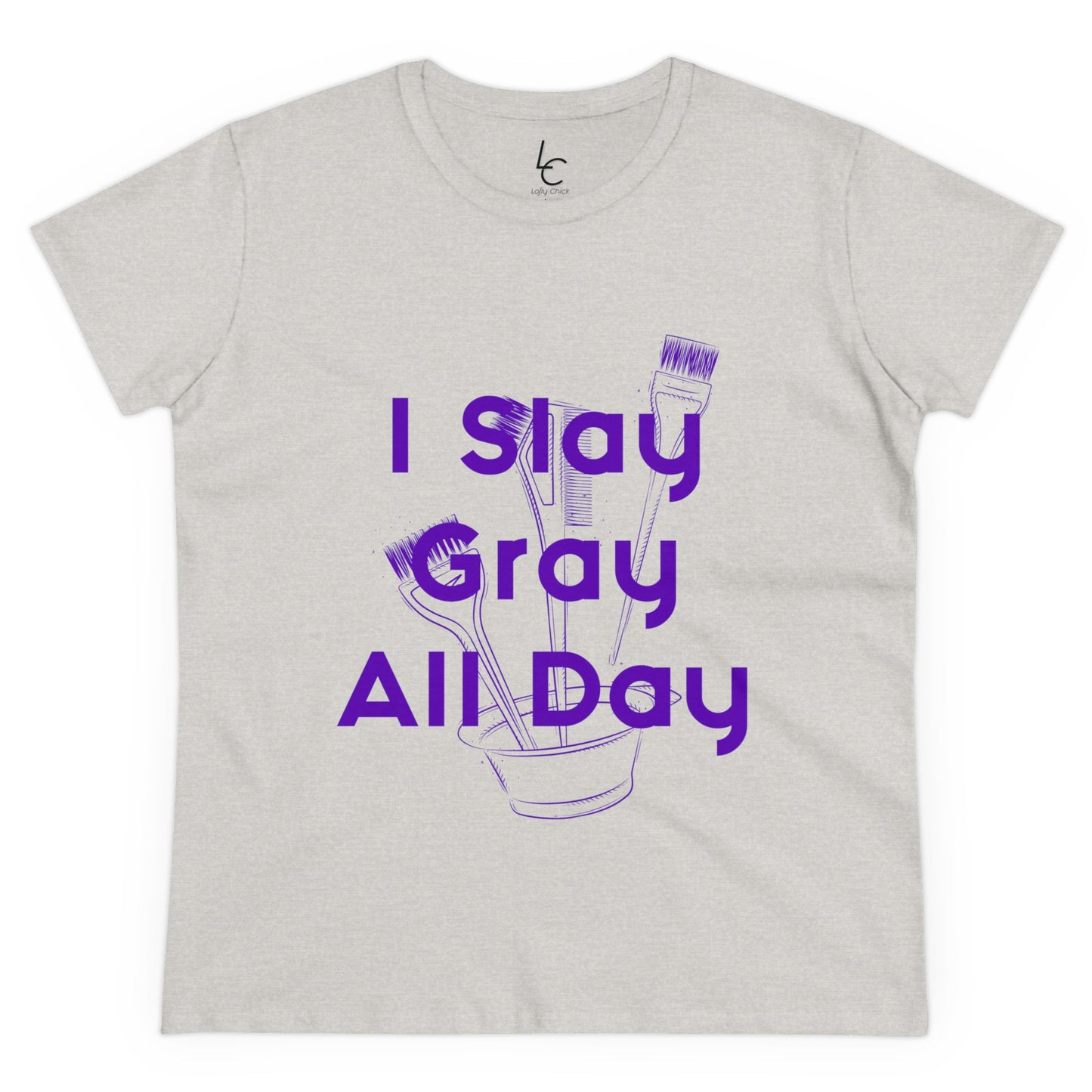 Cotton Graphic Tee I Slay Gray All Day Cotton Tee Purple Text Tee Shirt Cotton Tee