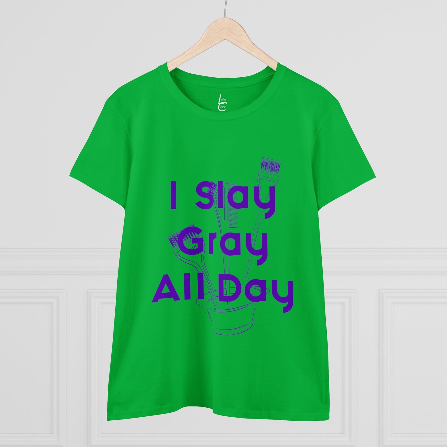 Cotton Graphic Tee I Slay Gray All Day Cotton Tee Purple Text Tee Shirt Cotton Tee