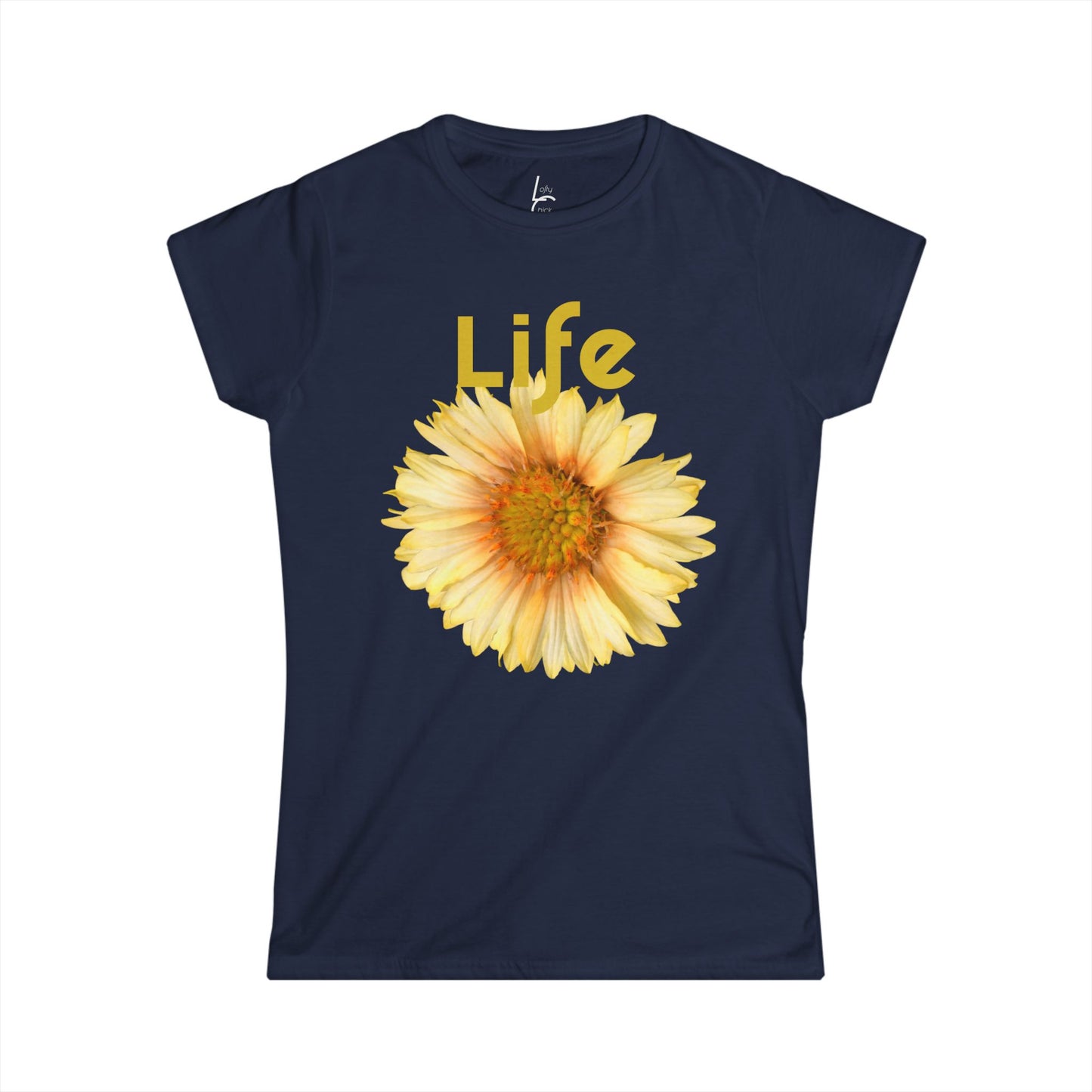 Comfort Fit Tee Garden Design Yellow Flower Cotton Tee Fitted T-shirt Soft Tee Woman's T-shirt