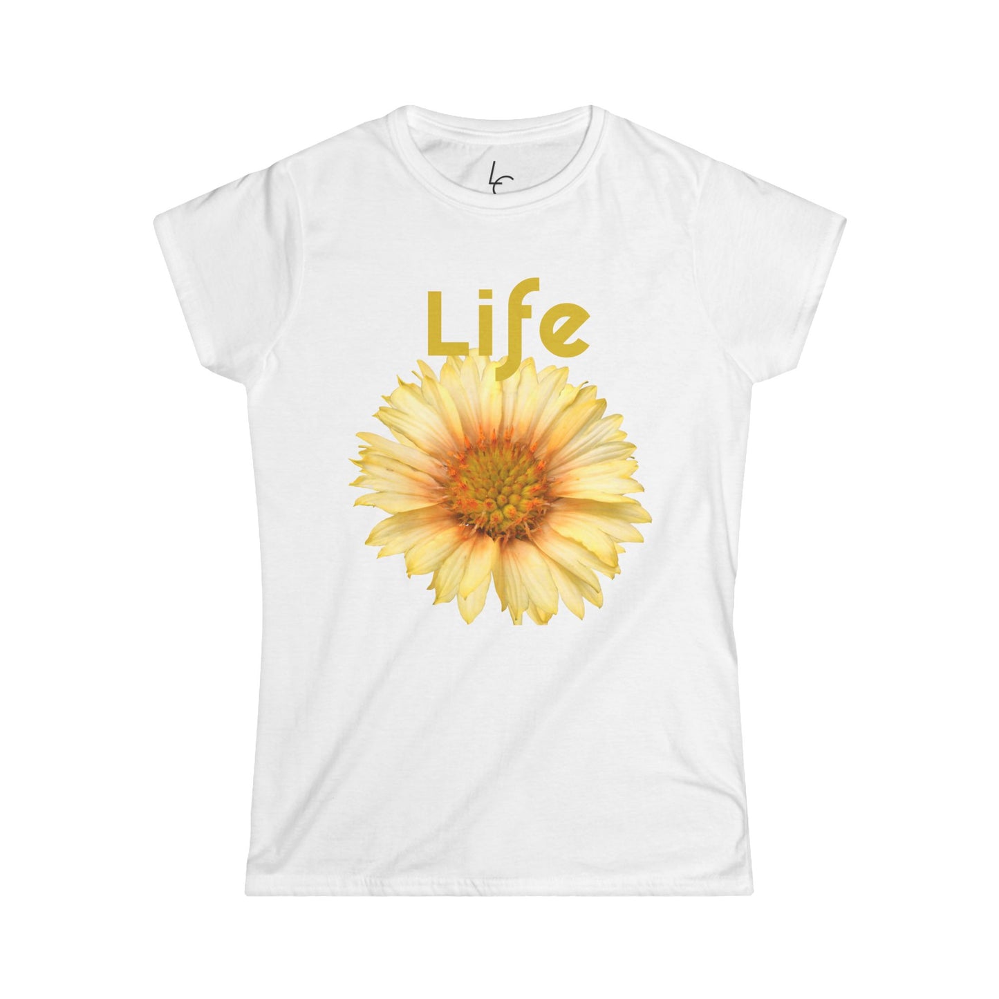 Comfort Fit Tee Garden Design Yellow Flower Cotton Tee Fitted T-shirt Soft Tee Woman's T-shirt