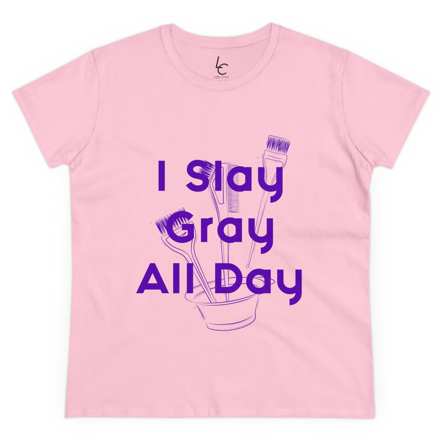 Cotton Graphic Tee I Slay Gray All Day Cotton Tee Purple Text Tee Shirt Cotton Tee