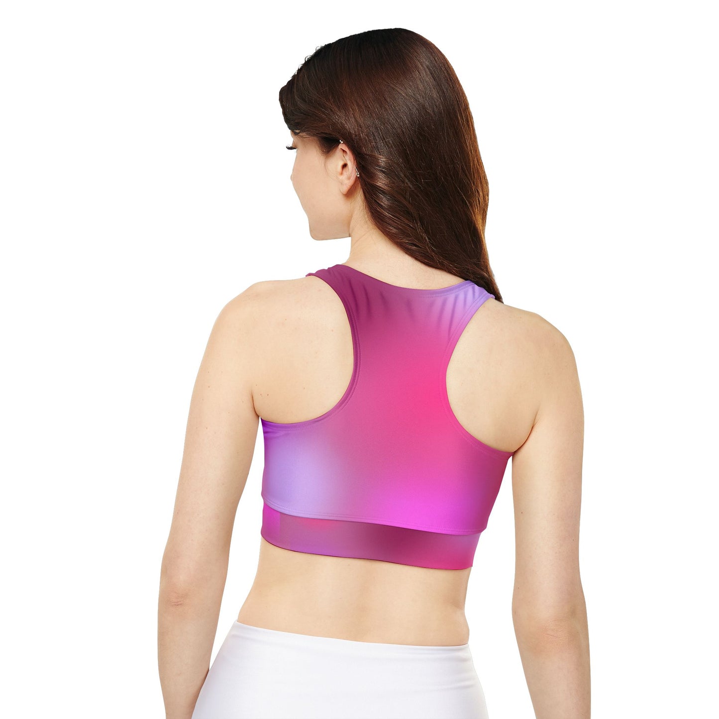 Sports Bra Fully Lined Padded Sports Bra Purple Geo Pop/Pink