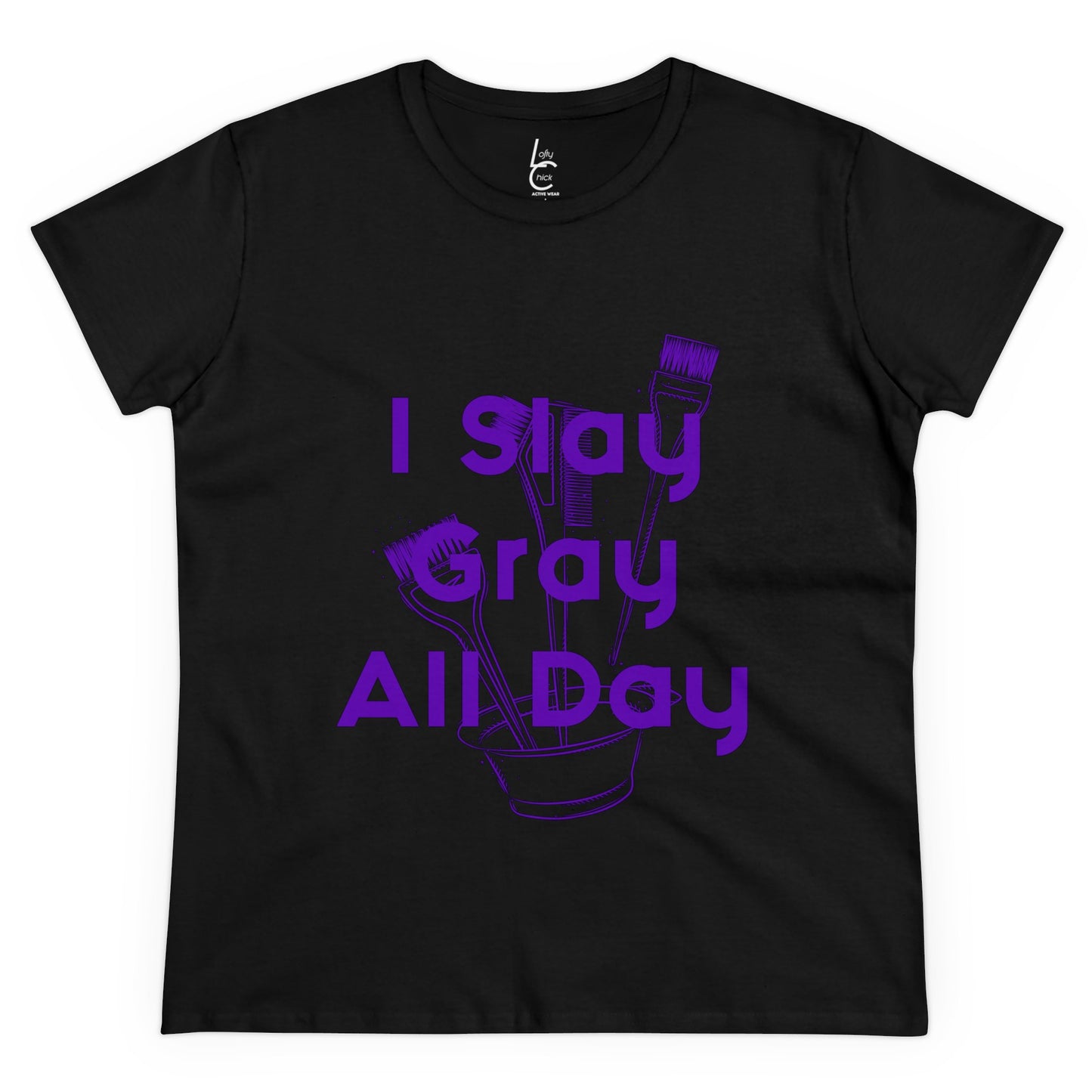 Cotton Graphic Tee I Slay Gray All Day Cotton Tee Purple Text Tee Shirt Cotton Tee