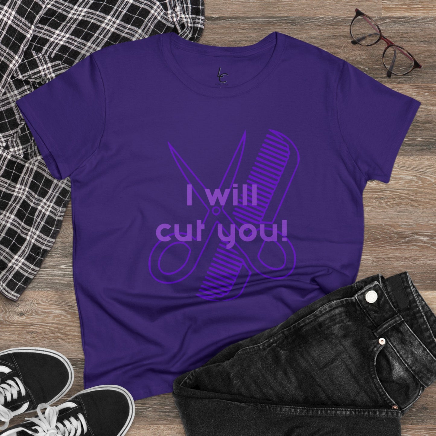 Comfy Cotton Graphic Tee I Will Cut You Cotton Tee Purple Text T-Shirt Cotton Tee Cotton Graphic Tee Cotton Tee Fitted T-shirt