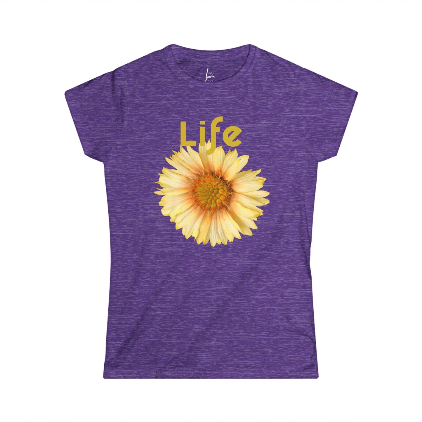 Comfort Fit Tee Garden Design Yellow Flower Cotton Tee Fitted T-shirt Soft Tee Woman's T-shirt