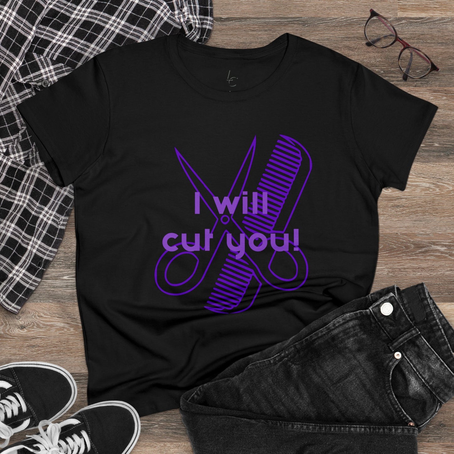 Comfy Cotton Graphic Tee I Will Cut You Cotton Tee Purple Text T-Shirt Cotton Tee Cotton Graphic Tee Cotton Tee Fitted T-shirt