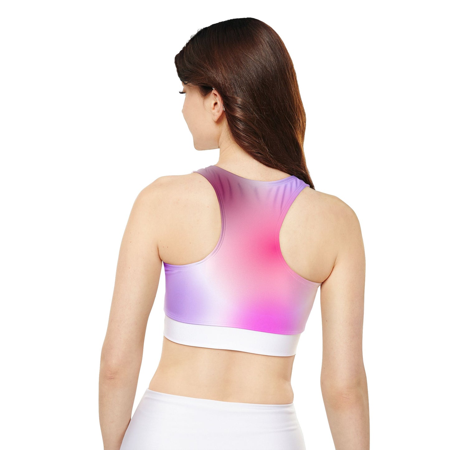 Sports Bra Fully Lined Padded Sports Bra  Support Bra Purple Geo Pop/White