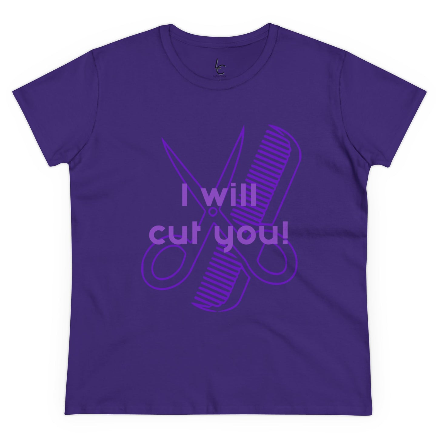 Comfy Cotton Graphic Tee I Will Cut You Cotton Tee Purple Text T-Shirt Cotton Tee Cotton Graphic Tee Cotton Tee Fitted T-shirt