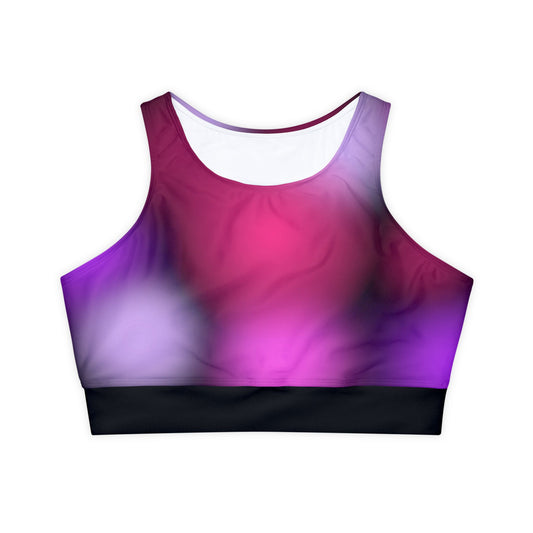 Sports Bra Fully Lined Padded Sports Bra Support Bra Purple Geo Pop/Black