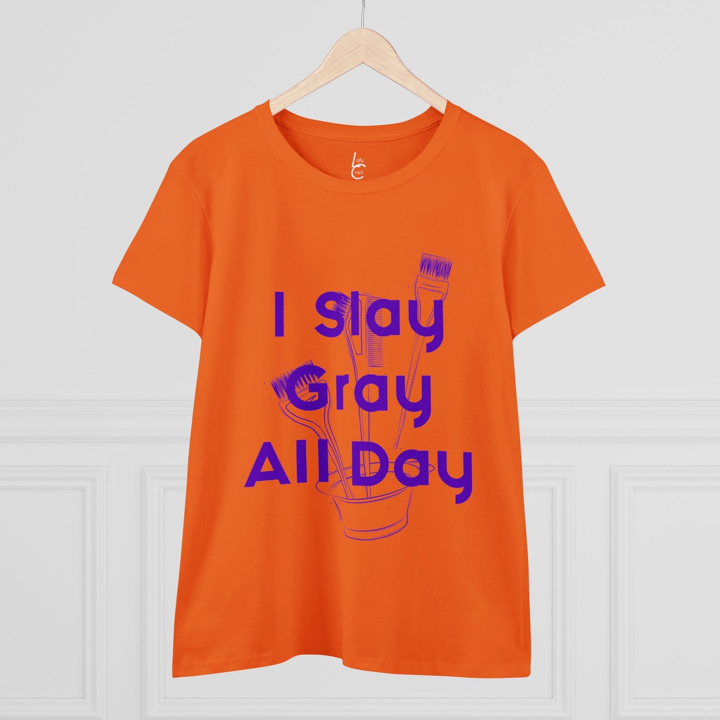 Cotton Graphic Tee I Slay Gray All Day Cotton Tee Purple Text Tee Shirt Cotton Tee