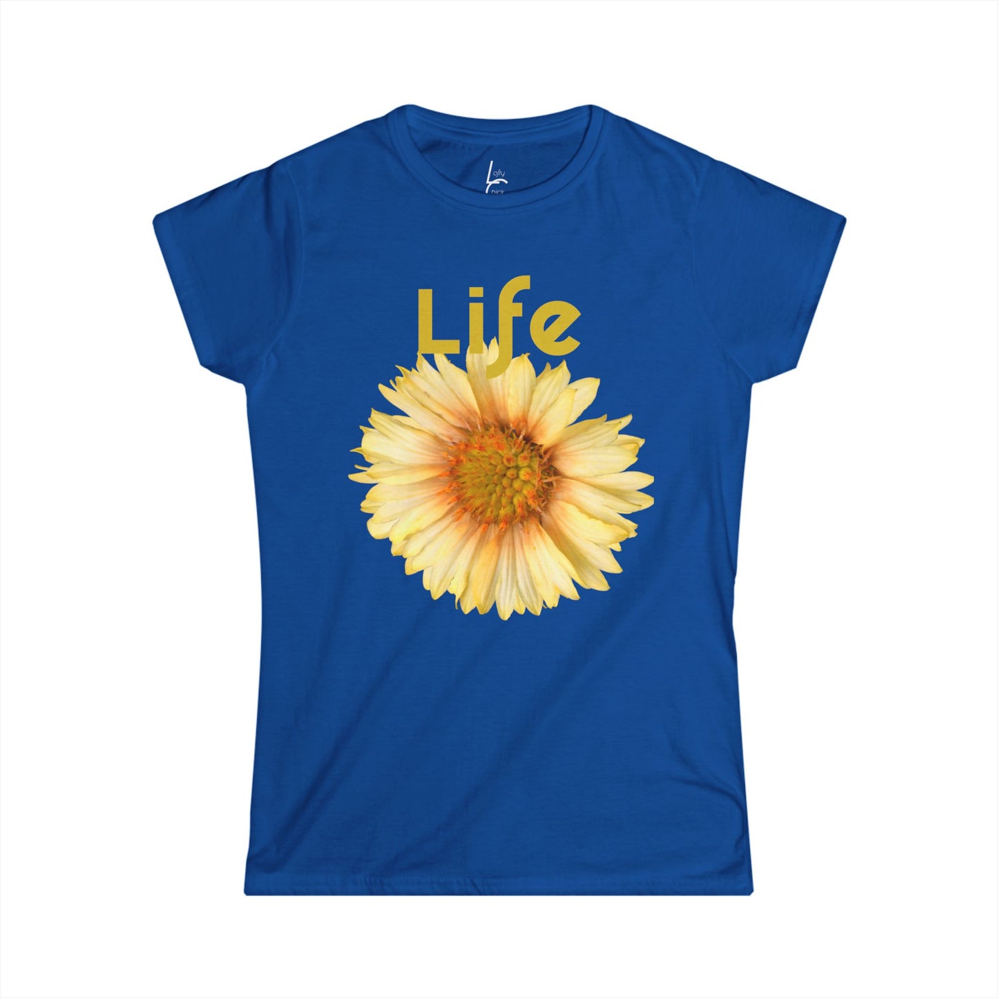 Comfort Fit Tee Garden Design Yellow Flower Cotton Tee Fitted T-shirt Soft Tee Woman's T-shirt