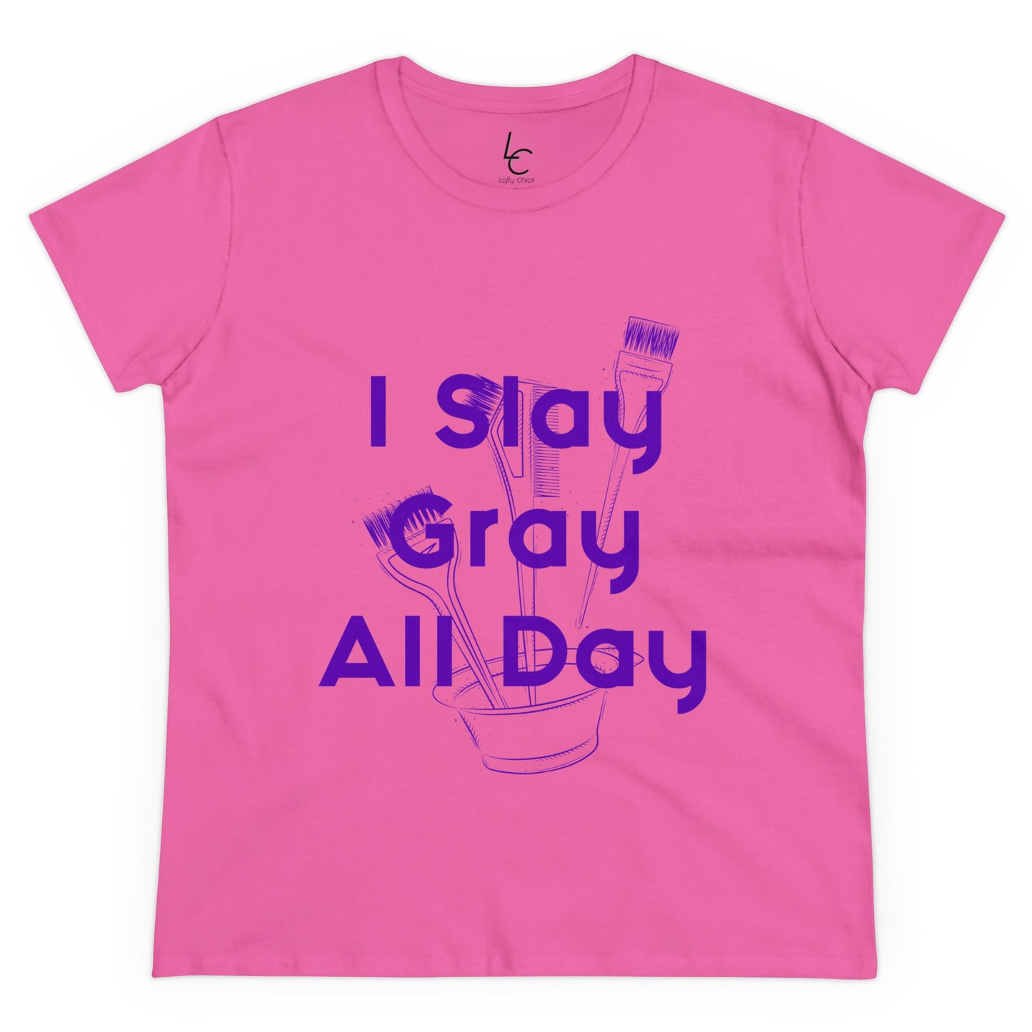 Cotton Graphic Tee I Slay Gray All Day Cotton Tee Purple Text Tee Shirt Cotton Tee