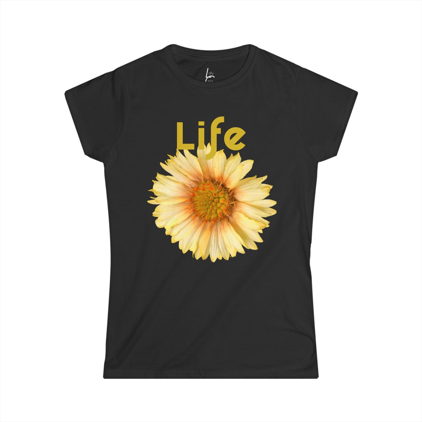 Comfort Fit Tee Garden Design Yellow Flower Cotton Tee Fitted T-shirt Soft Tee Woman's T-shirt