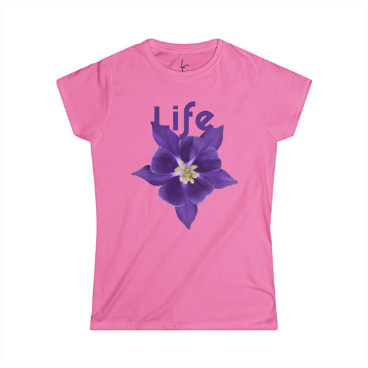 Comfort Fit Tee Garden Design Purple Flower Cotton T-shirt Florial Graphic Tee