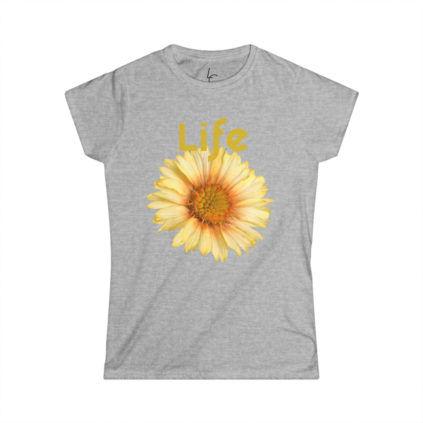 Comfort Fit Tee Garden Design Yellow Flower Cotton Tee Fitted T-shirt Soft Tee Woman's T-shirt