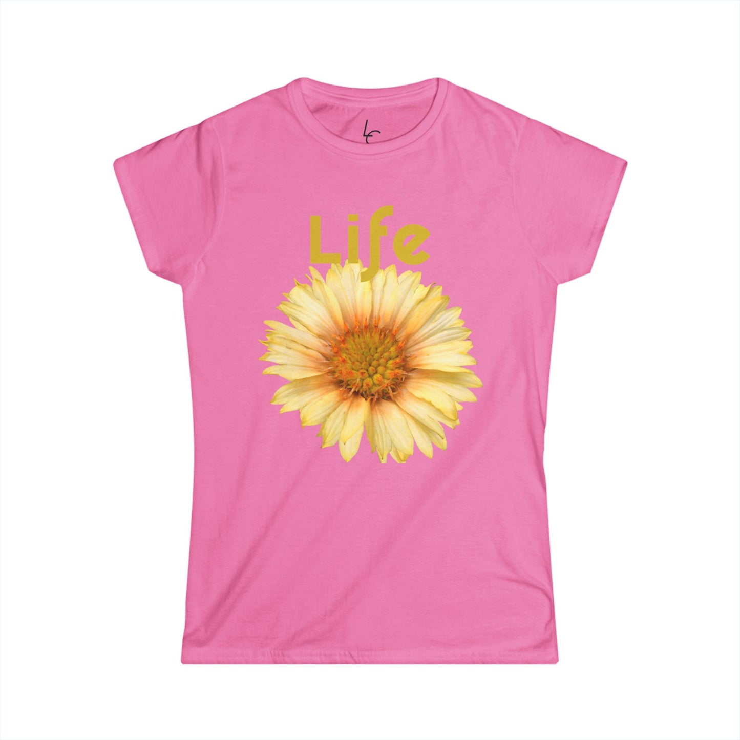 Comfort Fit Tee Garden Design Yellow Flower Cotton Tee Fitted T-shirt Soft Tee Woman's T-shirt