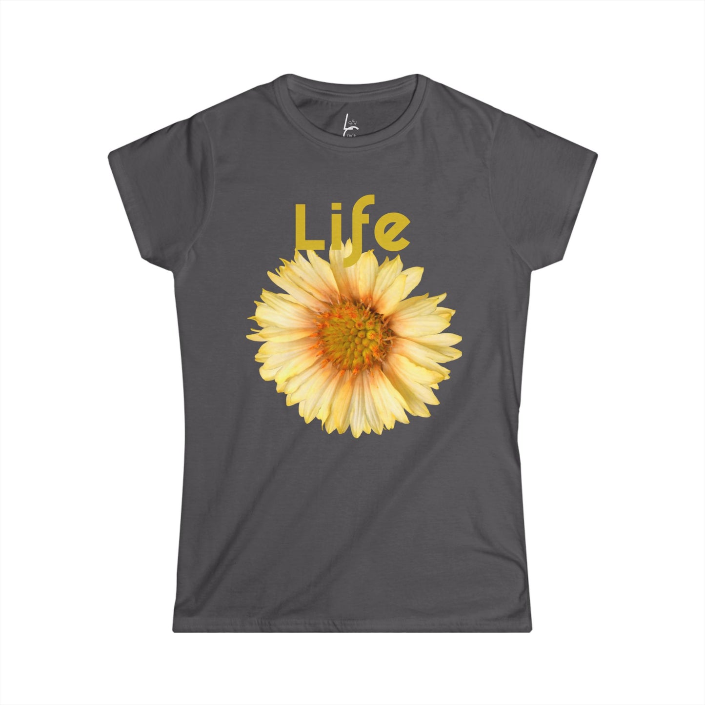 Comfort Fit Tee Garden Design Yellow Flower Cotton Tee Fitted T-shirt Soft Tee Woman's T-shirt