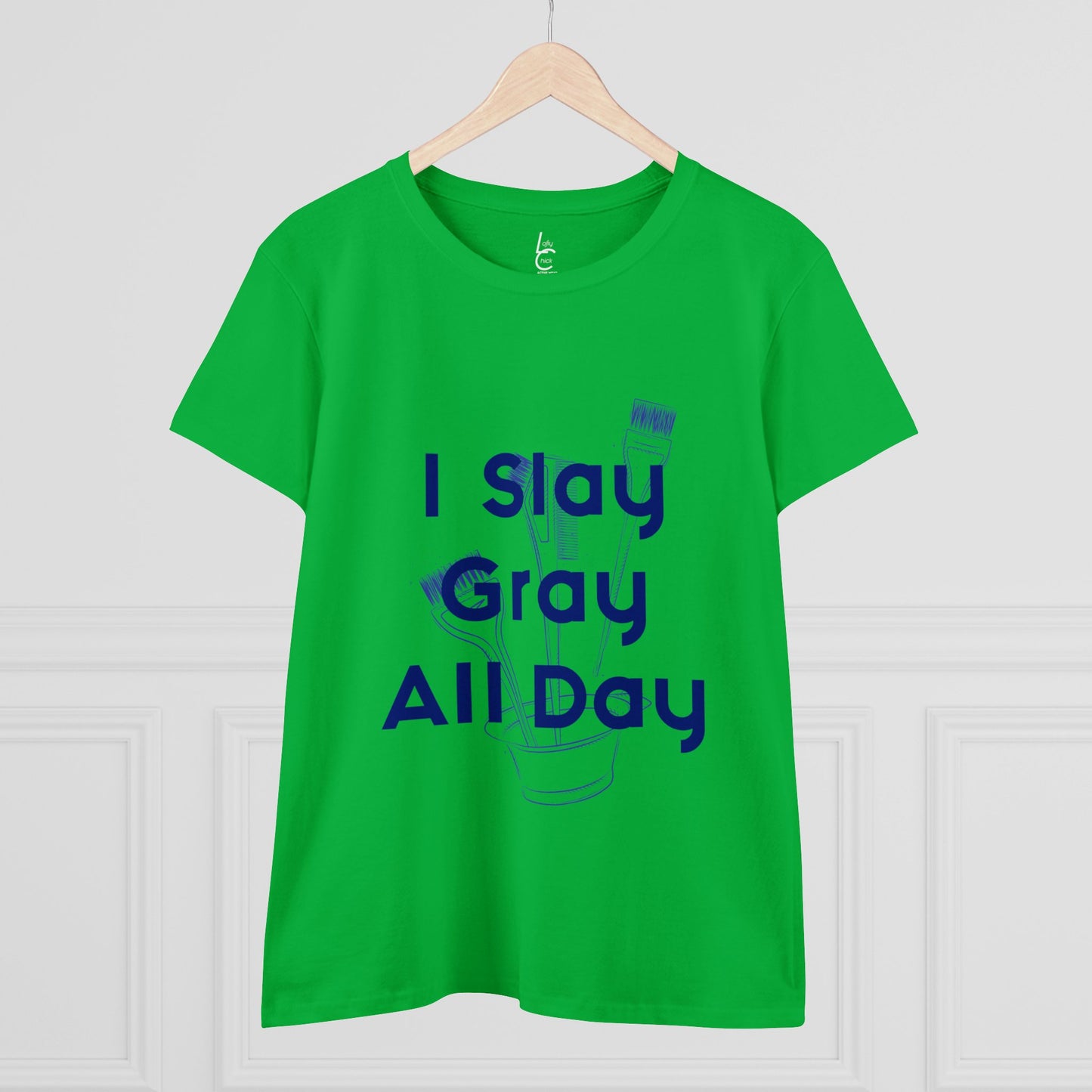 Cotton Graphic Tee  for Hairstylist I Slay Gray All Day Cotton Tee Blue Text Tee Shirt Cotton Tee