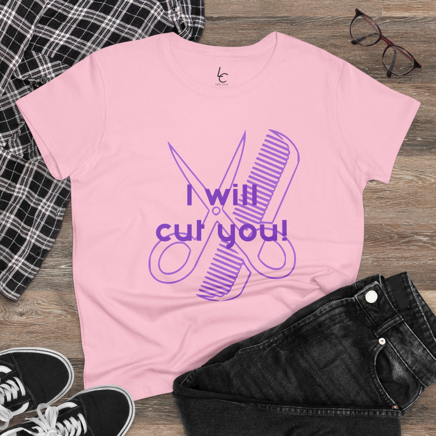 Comfy Cotton Graphic Tee I Will Cut You Cotton Tee Purple Text T-Shirt Cotton Tee Cotton Graphic Tee Cotton Tee Fitted T-shirt