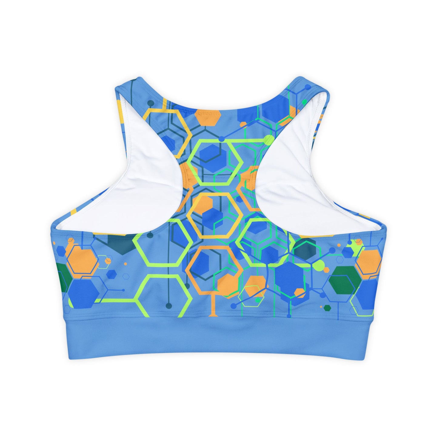 Sports Bra Fully Lined Padded Sports Bra Support Bra Gr Geo Pop/Lt Blu