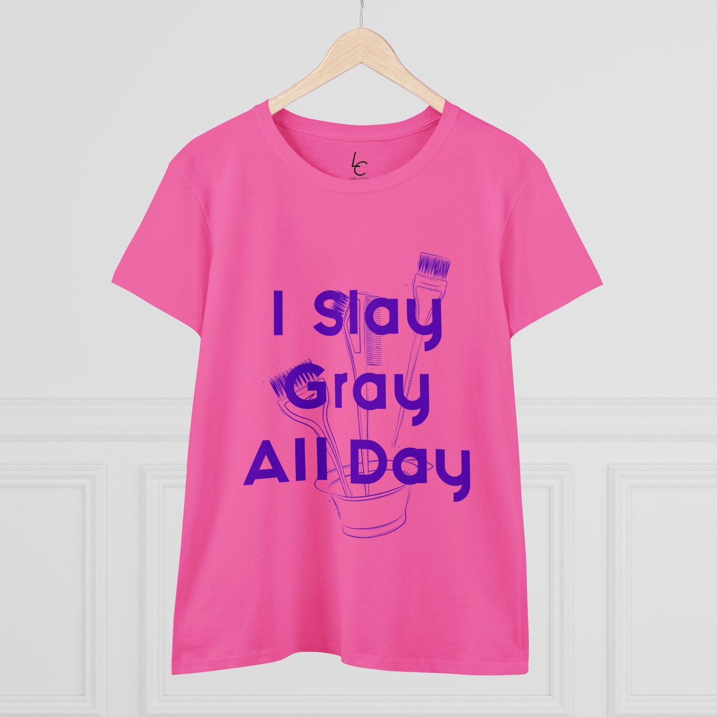 Cotton Graphic Tee I Slay Gray All Day Cotton Tee Purple Text Tee Shirt Cotton Tee