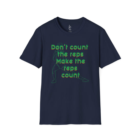 Graphic T-Shirt 'Don't count the reps Make the reps count' in Green