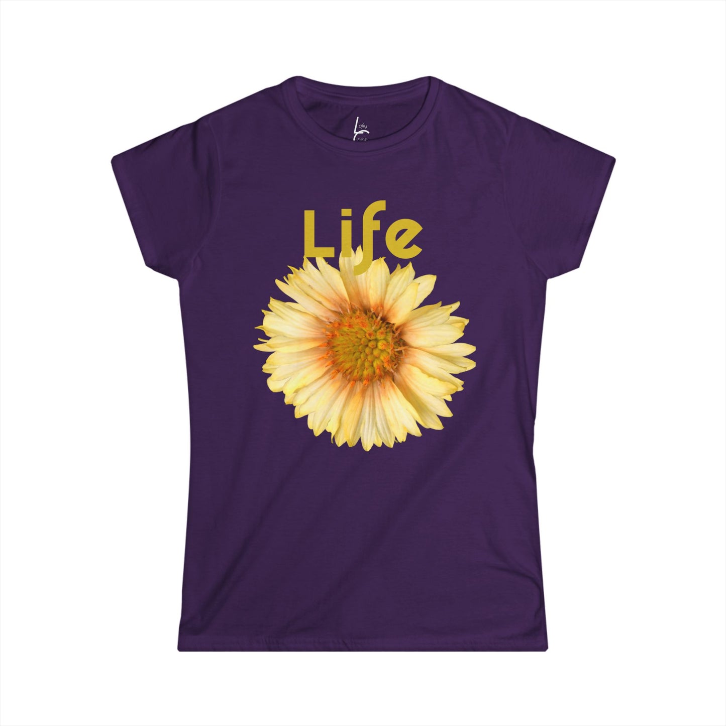 Comfort Fit Tee Garden Design Yellow Flower Cotton Tee Fitted T-shirt Soft Tee Woman's T-shirt