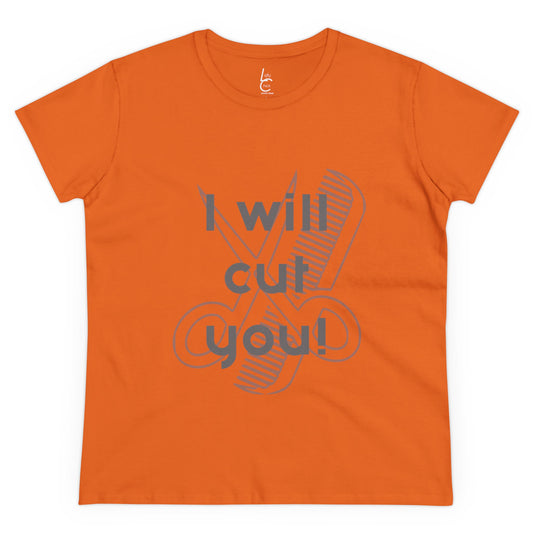 Comfy Cotton Graphic Tee  For Hairstylist I Will Cut You Hairstylist Cotton Tee Gray Text Tee Shirt Cotton Tee Cotton T-shirt